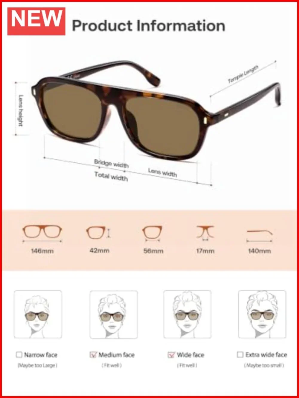 Retro Polarized Aviator Sunglasses Rectangular UV400 Protection
